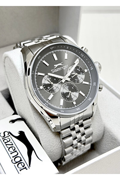 Slazenger Orijinal Fonksiyonlu Gri Kadran Çelik Kordon Fonksiyonlu Erkek Kol ...