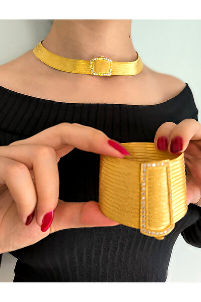 Midyat Nurtaş Gümüş Sıra Taşlı Zirkon Taşlı Altın Kaplama Trabzon Hasırı 7 Sı...