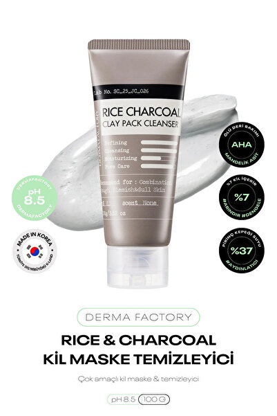 DERMA FACTORY %37 Pirinç Suyu %1 Mandelik Asit Çok Amaçlı Kil Maske Temizleyi...