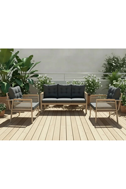 adımshops OPAL 3+1+1 (ANTRASİT) Metal Gövde Balkon-bahçe-kafe,çay Seti,koltuk...