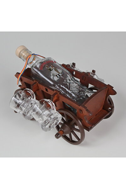 LimArt Cart with bottle and 4 glasses of brandy - Romania 1x500 ml,4x25 ml - ...