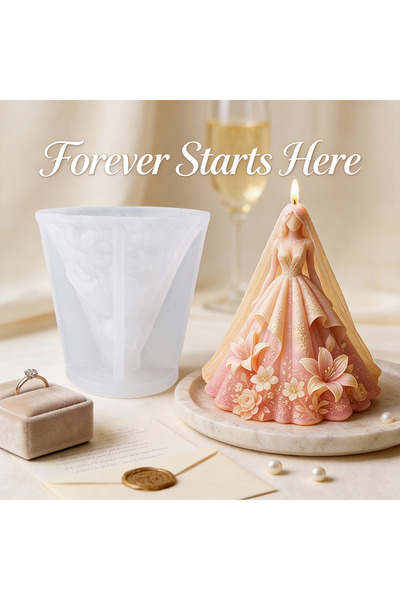 Choice AZY-GJ278 Wedding Dress Decor Candle Silicone Mold, Lace Detail, Easy ...