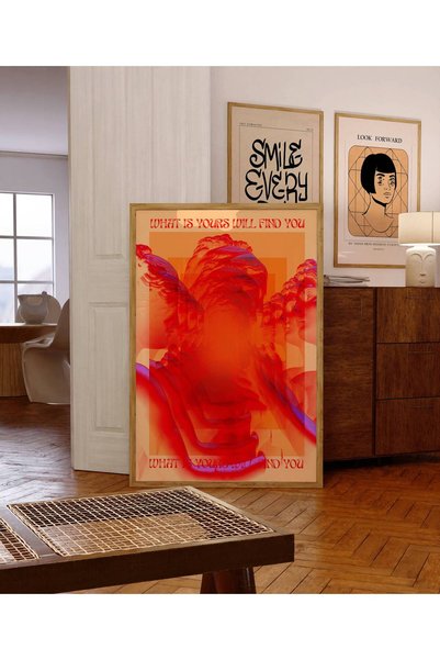 NinaStore Olumlu Mesaj Posteri/ 70'ler Posteri/ Kırmızı Duvar Sanatı/ Trend D...
