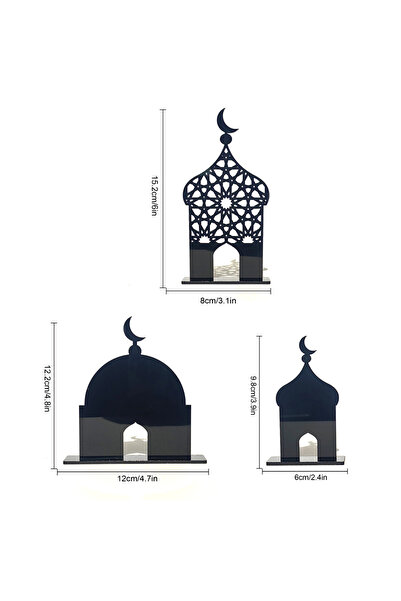 Choice BLACK 3pcs Eid Mubarak Table Sign Acrylic Ramadan Desktop Ornament Dec...