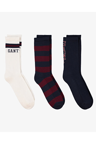 Gant Unisex Lacivert Standart 3'lü Fit Çorap