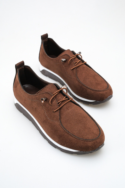 meyra'nın ayakkabıları حذاء باليه نسائي من الجلد المدبوغ البني مع أربطة مطاطي...