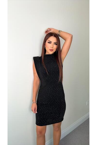 DİDEM GÜLTAKTI Kenna Kadın Parıltılı Siyah Elbise