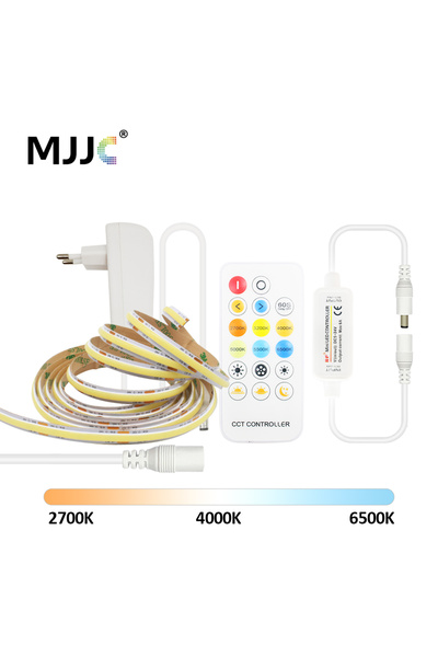 Choice3 5m EU Plug 1-5M 24V CCT FCOB LED Strip Light EU Set High Brightness W...