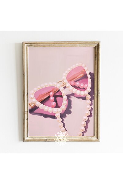 NinaStore Pembe İnci Güneş Gözlüğü Baskılı Sanat Eseri / Kız Çocuklarına Özel...