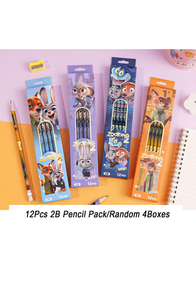 Choice Randomly 4Boxes 12Pcs Disney Zootopia 2B Pencils Wood Graphite Sketch ...