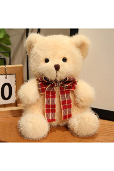 Choice1 دمية دب قطيفة بيج اللون مزينة بفيونكة، مقاس 20 سم، بجودة عالية، على ش...