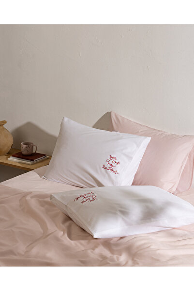 Madame Coco Amour 100% βαμβακερή κεντημένη μαξιλαροθήκη 2 τεμαχίων - Λευκό/Κό...