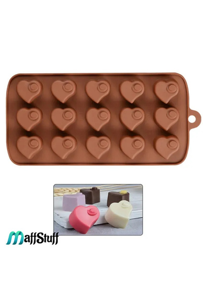 MaffStuff Silicone candy and ice mold 21 x 10 x 1 cm glazed hearts pattern