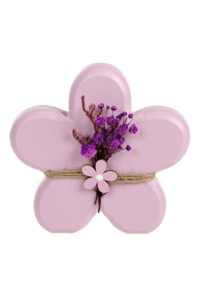 OEM Decoratiune de Paste din Lemn Floare Lila cu Flori Uscate 12x2x12cm