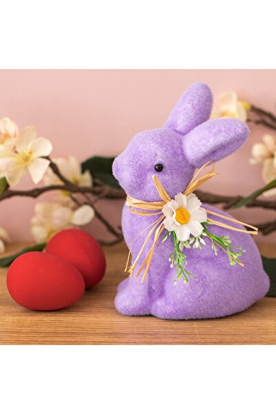OEM Decoratiune de Paste Iepuras din Spuma Lila cu Fundita Bej & Floare Alba ...