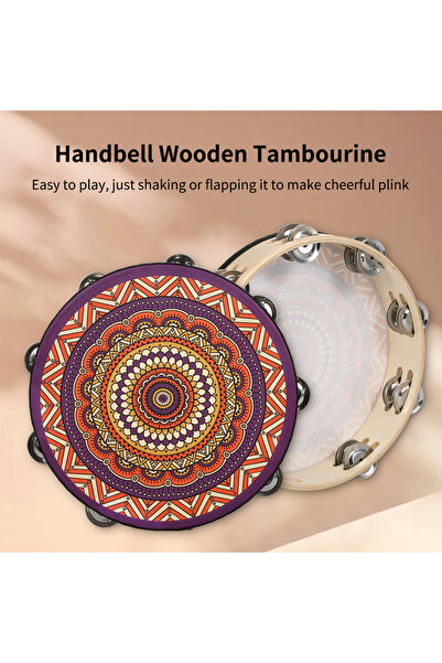 Choice1 طبلة يدوية خشبية مقاس 10 بوصات و8 بوصات مع مزدوج من الصنجات المعدنية ...