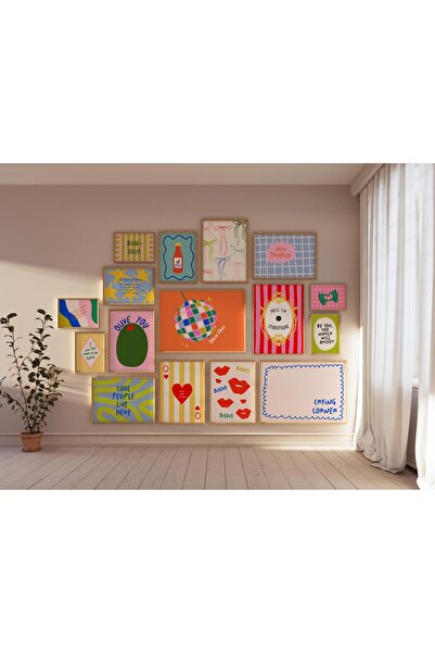 NinaStore Dopamin Galeri Duvar Seti (16 Baskı)/ Trend Posterler/ Maksimalist ...