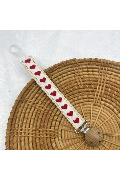 Choice6 heart Wooden Baby Pacifier Chain Cute Flower Print Dummy Nipple Holde...