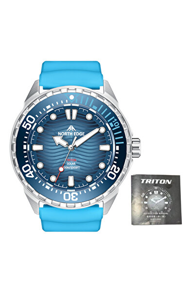 Choice Blue Solar Powered Quartz Dive Watch Night Glow 300M Rainproof Silicon...