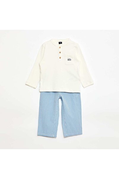 KIABI طقم بيجاما طويل - قطعتان - أزرق