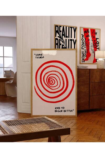 NinaStore Kırmızı Girdap Sanat Baskısı: 70'ler Retro Psychedelic Poster (Diji...