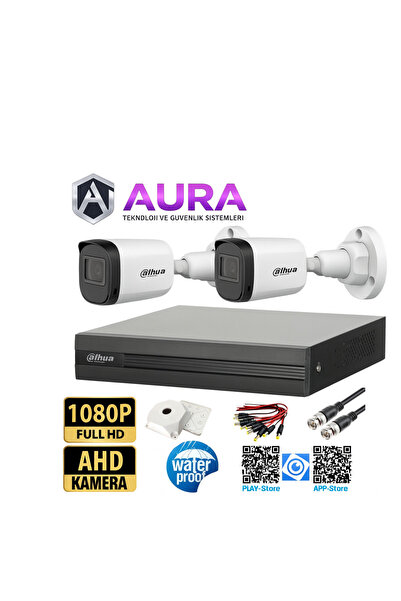 DAHUA 2 Kameralı Full HD 1080P AHD Kayıt Seti İç Dış Mekan Uyumlu