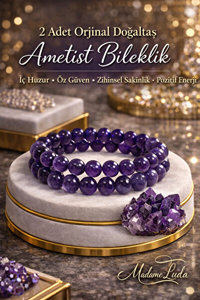 MADAME LUDA 2 Pieces of Original Amethyst Natural Stone Bracelet / Inner Peac...