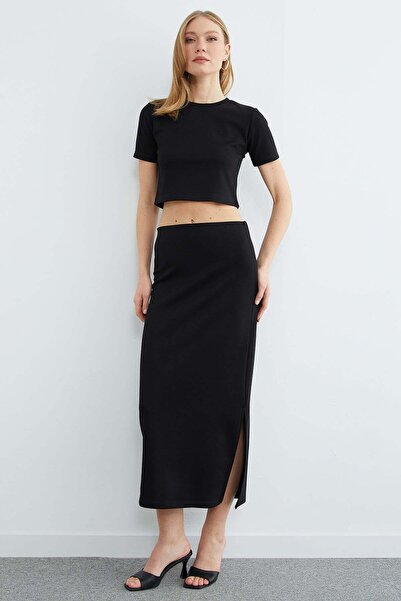 Fulla Moda Basic Slit Modal Skirt 2-Piece Set