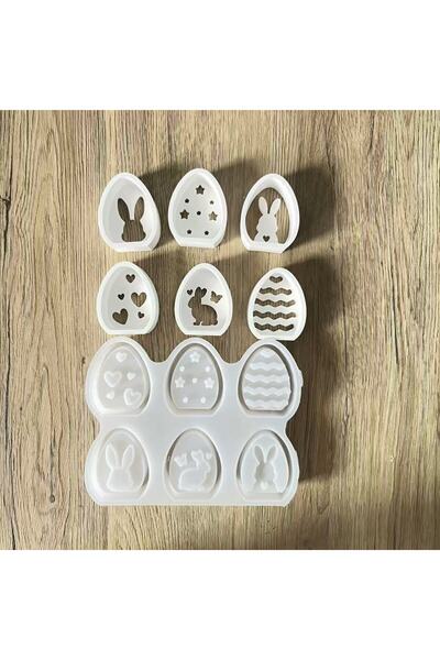 Choice قالب سيليكون على شكل بيضة أرنب بستة أجزاء - مناسب للغراء السائل، والأس...