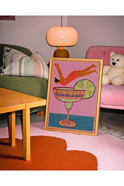 NinaStore Margarita Duvar Sanatı: Dalış Yapan Kadın Baskısı/ Retro Kokteyl Po...