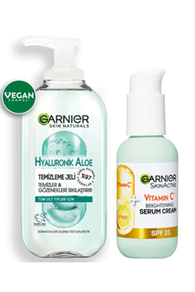 Garnier Hyaluronik Aloe Temizleme Jeli 200 ml + Skinactive C Vitamini SPF25 Y...