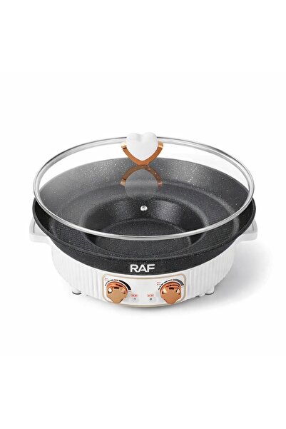 raf 2 in 1 Electric Frying Pan 1600W, 2L, Lid Included, Non-Stick Surface, Bl...