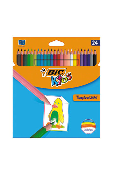 Bic 24 creioane uscate colorate Tropicolors pentru copii