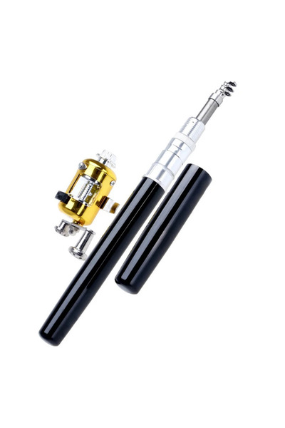 Choice3 1m black Pocket Ice Fishing Rod & Reel Combo set Pen Shape Telescopic...