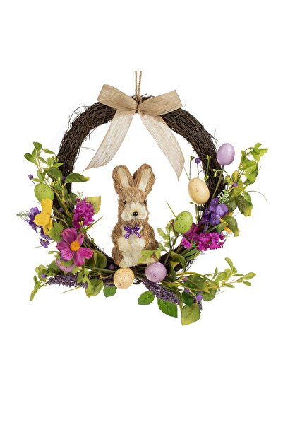 OEM Easter Wreath with Easter Eggs, Rabbit, Flowers, 45cm