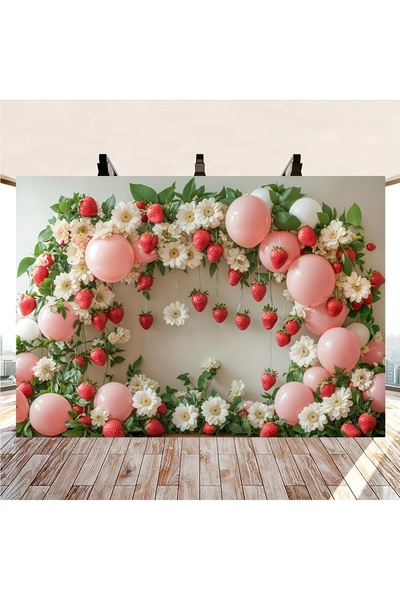 choice2 100x150cm MULTI Elegant pink balloon garland with strawberry and flow...