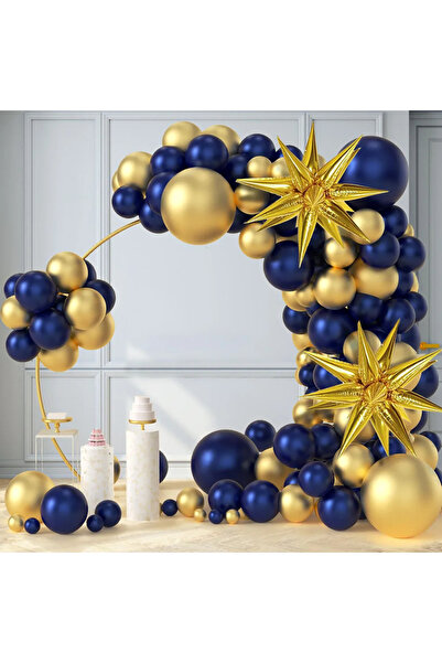Choice as picture Navy Blue Gold 104Pcs Navy Blue Gold Ballo Arch Kit with Go...
