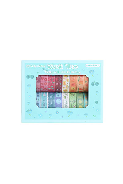 Choice SKU2 ٢٠ لفة/علبة من شريط واشي ملون بنقوش هندسية لنباتات الفاكهة، لتزيي...