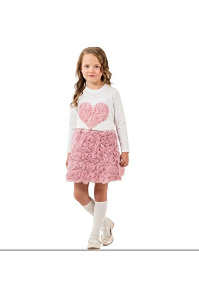 kidstalya Three-Dimensional Pink Rose Skirt Body Suit