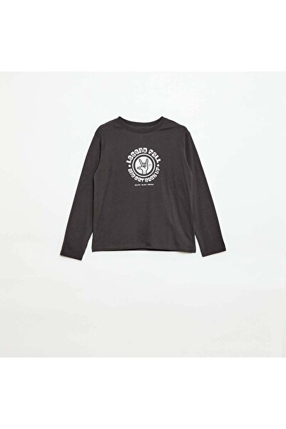 KIABI Printed long-sleeved T-shirt GREY