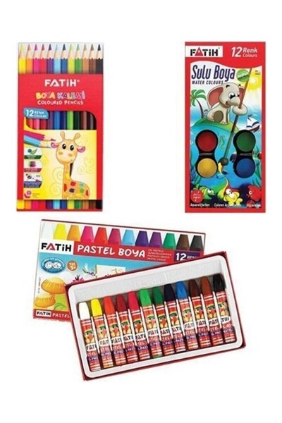 Lisinya Painting Set Triple Set of 12 Dry Paints, Watercolor Paints, Pastel P...