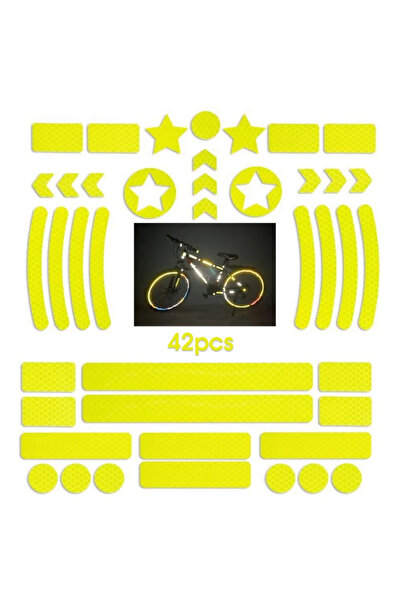Choice Yellow 42Pcs Cycling Reflective Decals Kits Bike Art Decor Bicycle Fra...