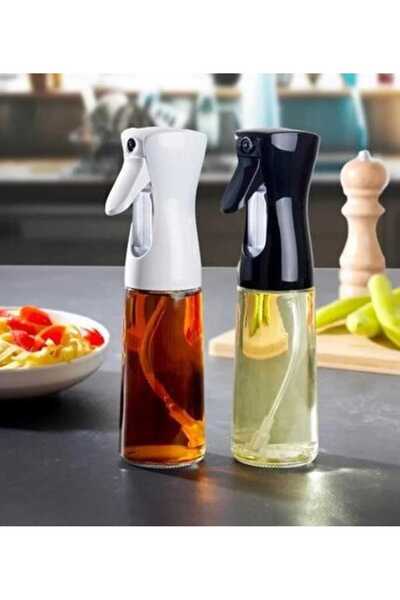 tafce 2 Adet Cam Sprey Şişe Yağdanlık Airfryer Püskürtmeli Yağlık Siyah Beyaz