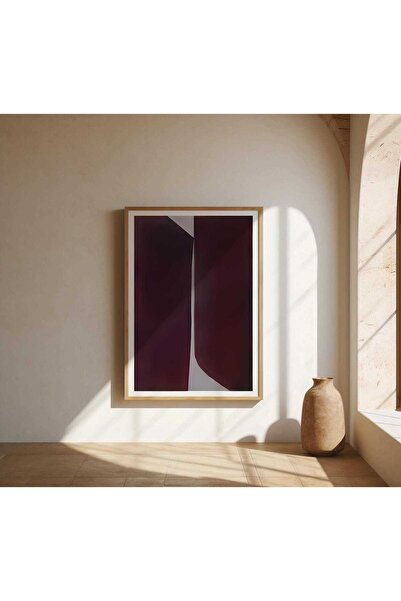 NinaStore Bordo Soyut Sanat Baskısı • Modern Minimalist Ev Dekorasyonu (Çerçe...