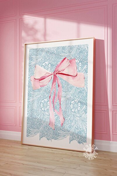 NinaStore Pembe Kurdeleli Coquette Sanat Baskısı / Yumuşak Kız Estetiği / Büy...
