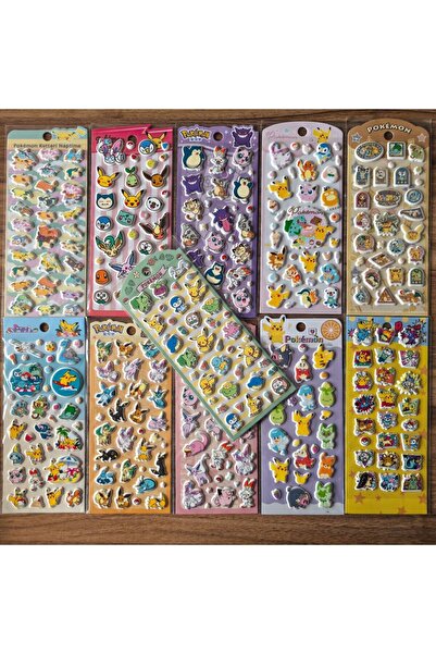 Choice random 4pcs 4Sheets Cute Anime Pokemon Stickers Kawaii 3D Pikachu Deca...