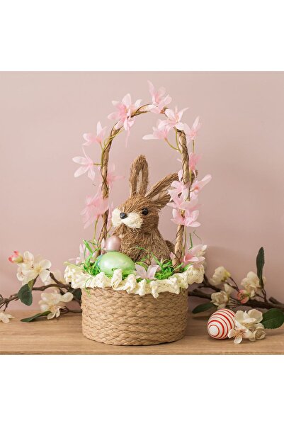 OEM Cosulet Decorativ de Paste cu Maner Decorat cu Iepure Flori Roz & Oua Ø17...