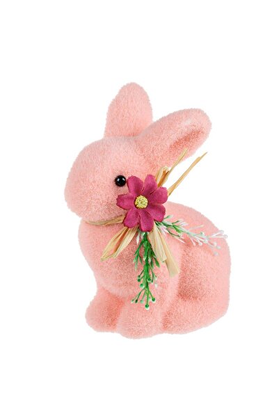 OEM Figurina Decorativa de Paste Iepure din Spuma Roz cu Fundita Bej Floare F...