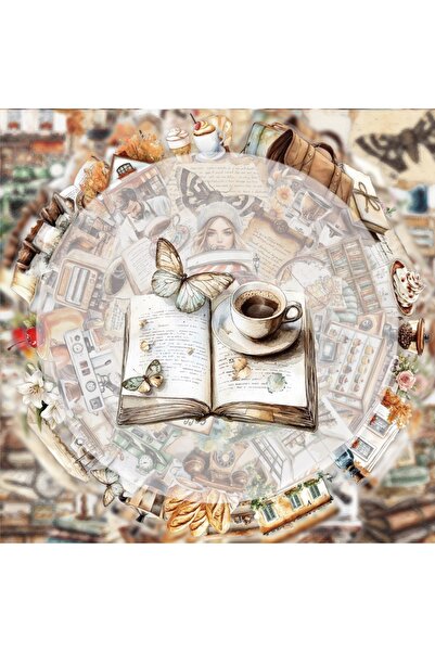 Choice 50 Pieces 50 Pieces of Transparent Retro Coffee Graffiti Stickers, Vib...