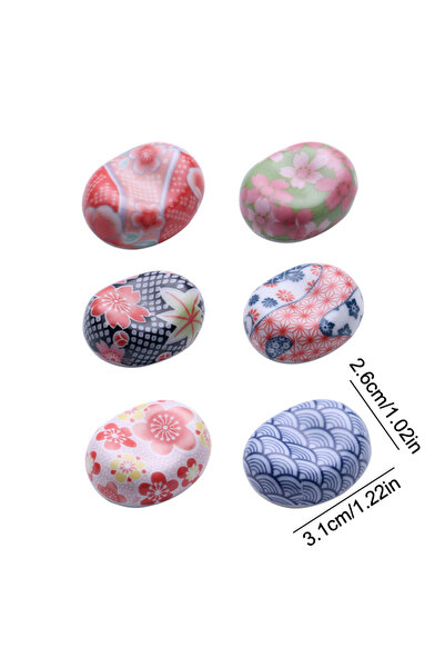 Choice 6pcs 6Pieces Japanese Ceramic Chopstick Holders Rack With Floral Patte...